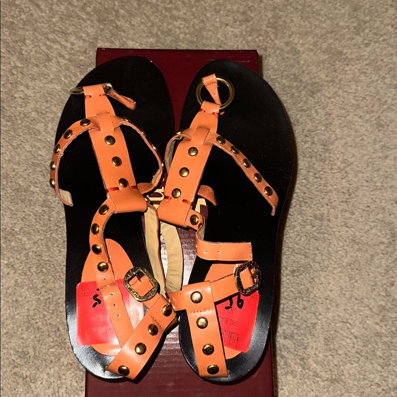 Studded Orange Sandals - Picture 1 of 2
